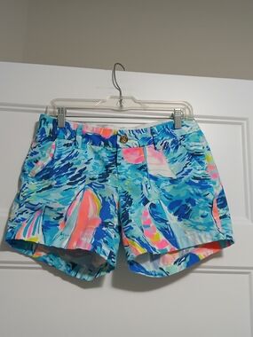 Lilly Pulitzer Aqua Blue Multicolor Print Shorts